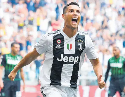  ?? Photo / AP ?? Cristiano Ronaldo was rapt to score his first Juventus goal four games into his Serie A career.