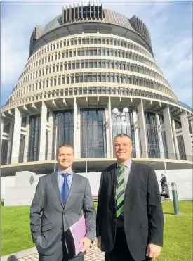  ?? PICTURE / SUPPLIED ?? ENCOURAGED: Federated Farmers’ senior policy adviser Ewan Kelsall (left) and Meat and Wool chairman Mike Anderson took heart from their meeting with the Primary Production Select Committee.