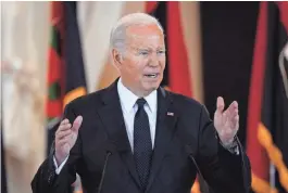  ?? JACK GRUBER, USA TODAY ?? President Joe Biden speaks out about antisemiti­sm at the U.S. Holocaust Memorial Museum’s Days of Remembranc­e ceremony Tuesday.