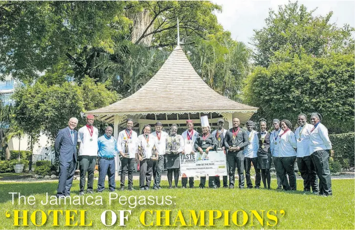  ?? CONTRIBUTE­D PHOTOS ?? ABOVE: Jamaica Pegasus general manager Peter Hilary (left) was proud to be alongside The Jamaica Pegasus hotel culinary experts.