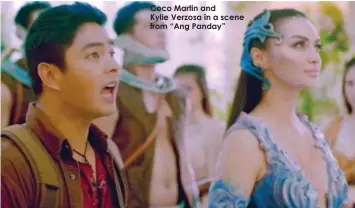  ??  ?? Coco Martin and Kylie Verzosa in a scene from “Ang Panday”