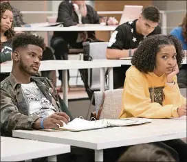  ?? KELSEY MCNEAL / FREEFORM ?? Trevor Jackson and Yara Shahidi star in “Grownish,” a spinoff of ABC’s “Blackish” that airs on Freeform.