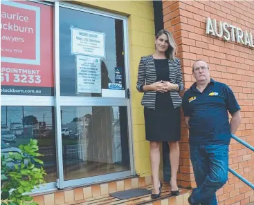  ?? Picture: ELISABETH CHAMPION ?? LEGAL SERVICES: Maurice Blackburn Cairns principal Tanya Straguszi with Australian Workers’ Union Far North organiser Terry Osmond at the Cassowary Coast office.