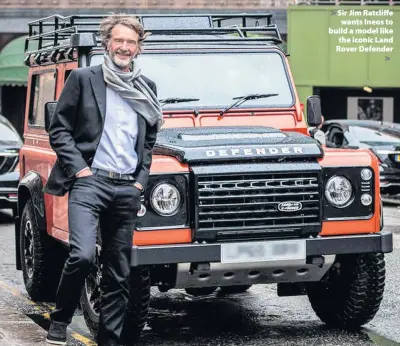  ??  ?? > Sir Jim Ratcliffe wants Ineos to build a model like the iconic Land Rover Defender >