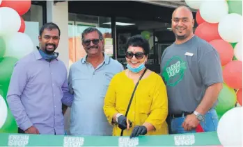  ??  ?? A family affair - the Moodley team at the opening of their FreshStop store - Ashleigh, Cyril, Sushie and Rowen