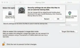  ??  ?? With a firmware password enabled, the startup disk cannot be changed.