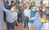  ?? HT PHOTO ?? Union home minister Amit Shah and Delhi CM Arvind Kejriwal at the ■
Sardar Patel Covid Care Centre on Saturday.