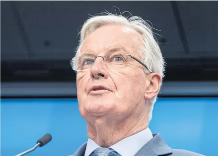  ??  ?? NO CANADA-STYLE DEAL: Michel Barnier, chief negotiator for the European Union. A war of words risks overshadow­ing the start of talks this week.