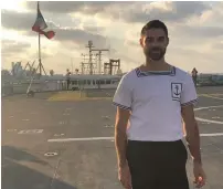  ?? (Anna Ahronheim) ?? A SAILOR on the French Navy’s ‘Dixmude’ while docked in Haifa Port on Tuesday.