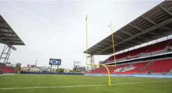  ?? CARLOS OSORIO/TORONTO STAR ?? BMO Field is all set for football as the Argos play their first game in their new home on Saturday against Ticats.