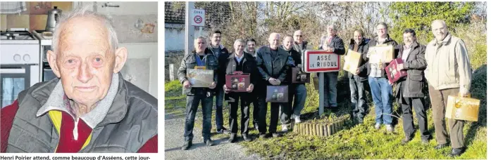  ??  ?? Henri Poirier attend, comme beaucoup d’Asséens, cette journée avec beaucoup d’impatience. Les livreurs de colis d’un jour au grand complet.