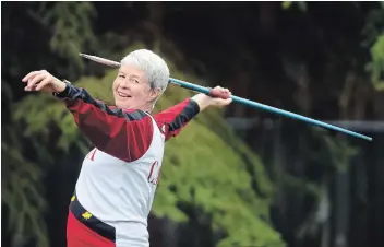  ?? DAVID BEBEE WATERLOO REGION RECORD ?? Waterloo’s Barb Dabrowski is a world champion javelin thrower for her age group. She was set to compete in the World Masters Athletics Toronto 2020 this summer, but the event was cancelled due to COVID-19.