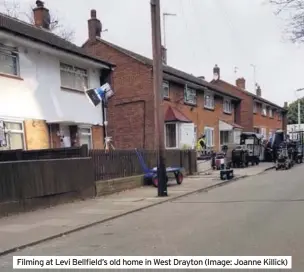  ??  ?? Filming at Levi Bellfield’s old home in West Drayton (Image: Joanne Killick)