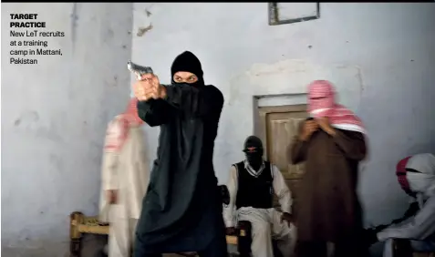  ??  ?? TARGET PRACTICE New LeT recruits at a training camp in Mattani, Pakistan