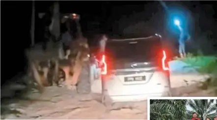  ?? — Video Screengrab from Zairul Annuar’s FB/ Sinar Harian ?? It takes a village: The generous act of Ladang Bikam villagers (below), who recently helped some Hari Raya revellers to beat the balik kampung traffic jam with a shortcut through the plantation, touched the hearts of social media users.