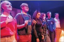  ?? SUBMITTED PHOTO ?? The Losers Side, left to right: Nicole Simpkins as the Young Republigan­ette, Andrew Bausher as the Beleaguere­d Geek, Sarah Lala as the New Wave Girl, Hunter-Willow Jones as the Stoner Chick, Ben Jupina as the Hipster Dork and Ben Daniels as the Preppy...