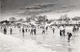  ?? Middlesex County Historical Society archives/Contribute­d photo ?? People ice skate at Pameacha Pond in the 1940s. Mayor Ben Florsheim says “there is a very vocal, vibrant and passionate community” who use and enjoy the pond.