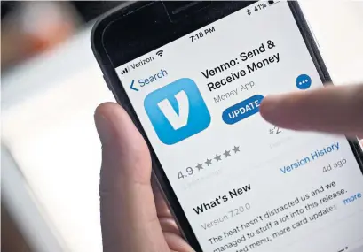  ?? ANDREW HARRER BLOOMBERG ?? Venmo lets users control who sees transactio­ns, but the company has a spotty record on privacy and transparen­cy.