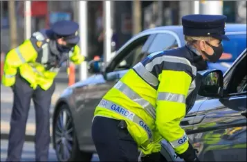  ??  ?? Gardai are mounting regular checkpoint­s in Dundalk and around the country as part of Level 5 restrictio­ns.