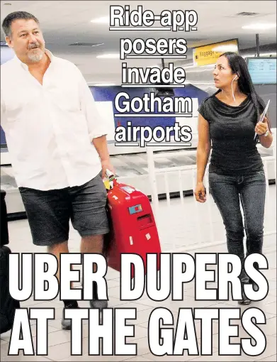 ??  ?? PICKUP LINE: A woman named Luce leads a traveler to a car at La Guardia after claiming to work for Uber.