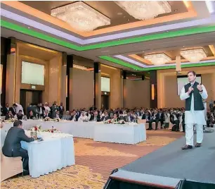  ??  ?? Rahul gandhi addresses non-resident Indian businessme­n during ‘the Idea of India’ event organised by the Indian business and Profession­al group in abu dhabi on saturday.