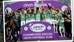  ?? ?? ‘Unacceptab­le’: Fans at the Mercat Cross, right, as thousands gathered to celebrate Celtic’s title victory, above