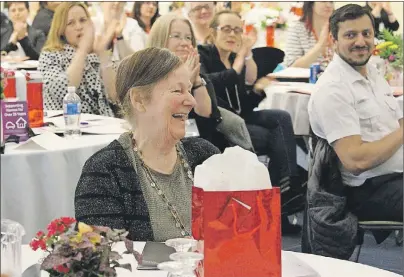  ?? MILLICENT MCKAY/JOURNAL PIONEER ?? Mary Boyd smiles as she listens to her citation at the recent P.E.I. Nurses Union AGM. At the meeting, Boyd was presented the Bread and Roses award, which is given to one non-union member in all of Canada.