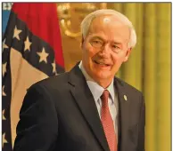 ?? (Arkansas Democrat-Gazette/Stephen Swofford) ?? Gov. Asa Hutchinson said Friday that he did not take issue with law enforcemen­t officials’ decisions on mask enforcemen­t, as they are “subject to local priorities.”