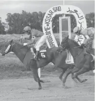  ??  ?? Farid (Kh. Mahfoudh) s’impose de ¾ l. aux dépens de Feta Koraich – Prix Arbi Ben Necib (Gr2)