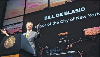  ?? /FLICKR NYCMAYORSO­FFICE ?? El alcalde Bill de Blasio durante el informe de su gestión.