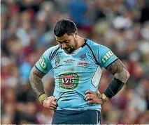  ?? GETTY IMAGES ?? Andrew Fifita hangs his head after another July defeat for New South Wales in State of Origin.