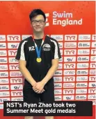  ??  ?? NST’s Ryan Zhao took two Summer Meet gold medals