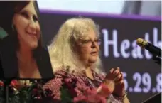  ?? ANDREW SHURTLEFF/GETTY IMAGES ?? Susan Bro, mother of Heather Heyer, urged those at her daughter’s memorial Wednesday to “find a way to make a difference in the world.”