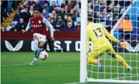  ?? Photograph: John Sibley/Action Images/Reuters ?? Jacob Ramsey scores Aston Villa’s second goal against Bournemout­h.