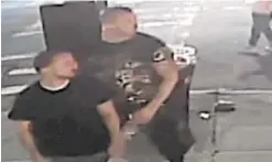  ?? NYPD ?? Surveillan­ce video of two men sought by police in beatdown of 24-year-old Angel Ortiz in Astoria, Queens, on June 19.