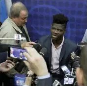  ?? CHARLES REX ARBOGAST — THE ASSOCIATED PRESS ?? Mohamed Bamba, from Texas, speaks with the media at the NBA draft basketball combine Thursday in Chicago.