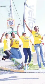  ??  ?? From left: Shaniel Jarrett, Ayanna Bonner, Sushanne Salmon and Kerry Ann Robinson jump for Yello.