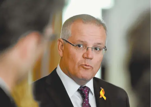  ??  ?? Prime Minister Scott Morrison speaking to journalist­s on Tuesday.