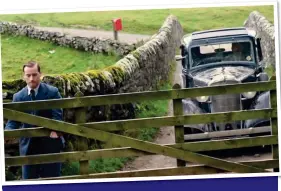  ??  ?? CLOSE THAT GATE!
James Herriot opens a gate on his way to a farm visit – but commits a cardinal countrysid­e sin by not closing it again, to the chagrin of viewers