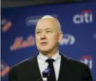  ?? SETH WENIG — THE ASSOCIATED PRESS FILE ?? In this Wednesday file photo, New York Mets’ general manager Sandy Alderson speaks at a news conference at Citi Field in New York. Mets general manager Sandy Alderson is taking a leave of absence because his cancer has returned. The 70-year-old made...