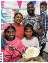  ??  ?? RIGHT: Karthinga (10), Devathashi­rn (9), and Darren (4) with Dad, Gopol & Mom Pathma with their Malaysian dishes