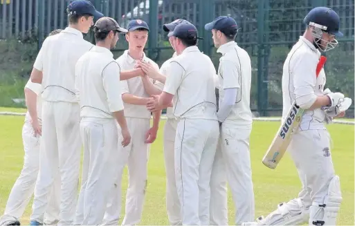  ?? Paul Tyrrell ?? Runcorn Cricket Club first XI players – pictured celebratin­g a wicket in a game earlier this season against Barnton – put on a fine display on Saturday to defeat Heaton Mersey in a thrilling clash.