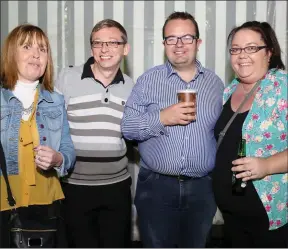  ??  ?? Fiona Browne, Midleton, joined locals David O’Brien, Ivan Magner and Danielle Manger at last Saturday night’s Nathan Carter concert in The Arches.