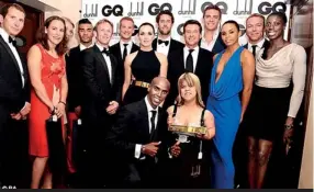  ??  ?? OUR GREATESTTE­AM: A host of Olympians, including Louis Smith, Jody Cundy, Greg Rutherford, Victoria Pendleton, Mo Farah, Lord Coe, Sir Chris Hoy and Christine Ohuruogu joined Paralympia­n Ellie Simmons with theTeam OfTheYear Award