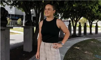  ?? Photograph: Diego Fedele/AAP ?? Australian former tennis player Ash Barty poses for a picture during the launch of her new book 'My Dream Time' at Rod Laver Arena.