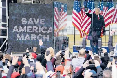  ?? JACQUELYN MARTIN/AP ?? Then-President Donald Trump arrives Jan. 6 to speak at a rally in Washington.