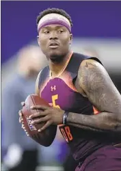  ?? Michael Conroy Associated Press ?? OHIO STATE quarterbac­k Dwayne Haskins says he likes being compared to someone like Tom Brady.