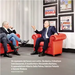  ?? ROSI/FOTONOTIZI­A ?? Un momento del forum con Lotito. Da destra, il direttore Ivan Zazzaroni, il vicedirett­ore Alessandro Barbano, il caporedatt­ore Alberto Dalla Palma, Fabrizio Patania e Daniele Rindone