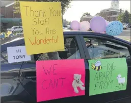  ?? COURTESY OF THE LUTHERAN HOME AT TOPTON ?? Family, friends and community members helped cheer residents of the Lutheran Home at Topton with a car parade Wednesday. About eight emergency vehicles and 65 privately owned vehicles took part.