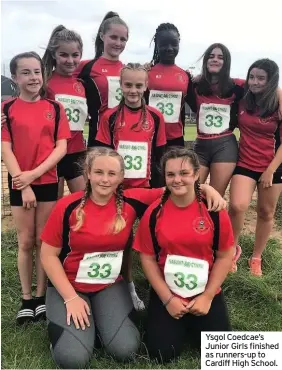  ??  ?? Ysgol Coedcae’s Junior Girls finished as runners-up to Cardiff High School.
